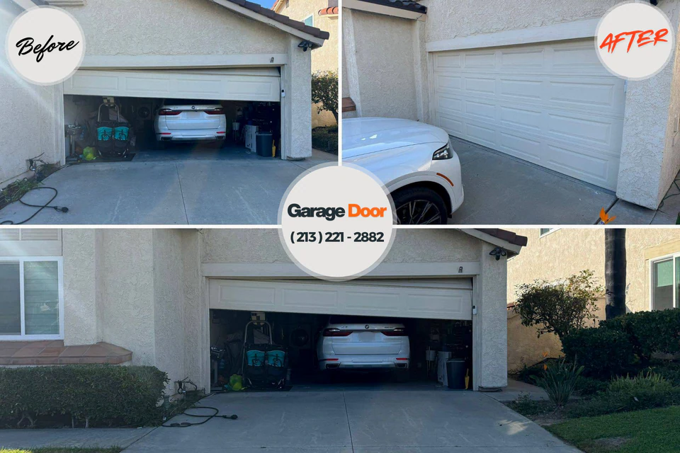 Before and after: garage door repair Florence, TX